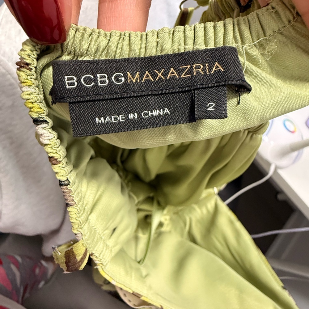 BCBGMaxAzria Green and Brown Mini Dress - Picture 11 of 12